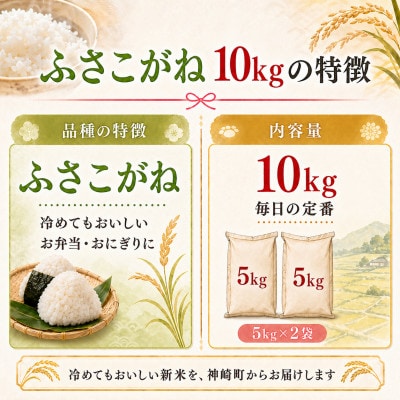 【2026年9月上旬より発送予定】令和8年産 神崎町産 ふさこがね 白米 10kg(5kg×2袋)