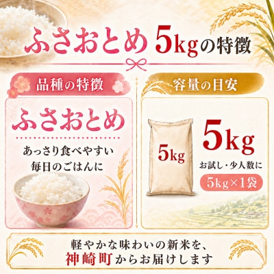 【2026年9月上旬より発送予定】令和8年産 神崎町産 ふさおとめ 白米 5kg(5kg×1袋)