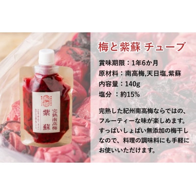 【梅ボーイズ】無添加 紀州南高梅の梅チューブ2本セット(塩・紫蘇)天日塩使用