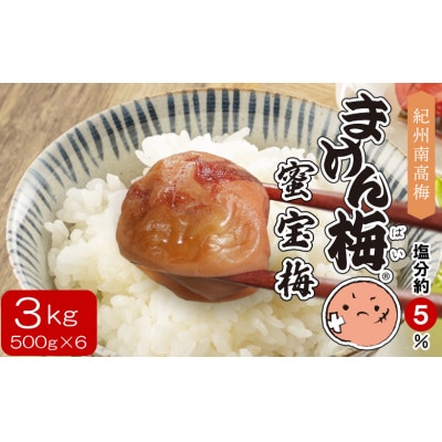 まけん梅(R) はちみつ漬 蜜宝梅 3kg(500g×6) 塩分約5% 紀州南高梅 ご家庭用 梅干し