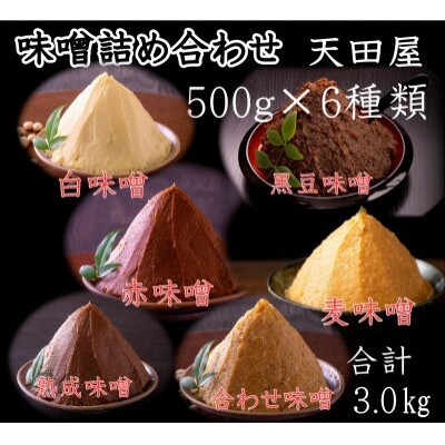 天田屋　6種味噌詰め合わせ(500g×6種類=3.0kg)