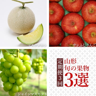 【R7年8～12月発送】【定期便3回】山形の果物3選(メロンシャインマスカットふじりんご)H158