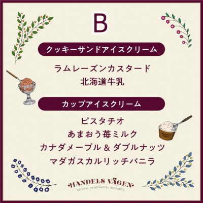 B:ハンデルスベーゲン無添加アイスクリーム/クッキーサンド2個&濃厚カップアイスクリーム4個セット