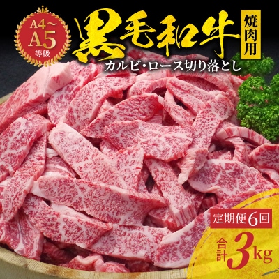 【定期便6回】黒毛和牛焼肉カルビロース切り落とし 500g A4～A5_S001-026-T06A