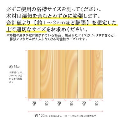 国産ひのき 風呂ふた 75×20×1.5cm  6枚セット