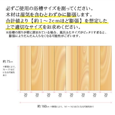 国産ひのき 風呂ふた 75×20×1.5cm  8枚セット