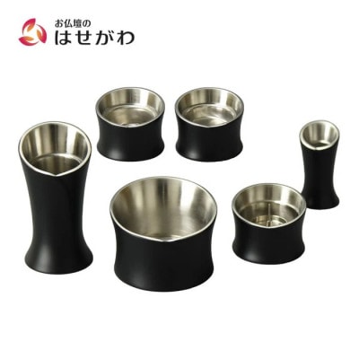 仏具セット　六具足　カーラ　マットブラック　「はせがわ」&「ササキ」共同開発商品