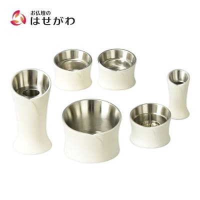 仏具セット　六具足　カーラ　マットホワイト　「はせがわ」&「ササキ」共同開発商品