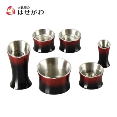 仏具セット　六具足　カーラ　ディープガーネット　「はせがわ」&「ササキ」共同開発商品