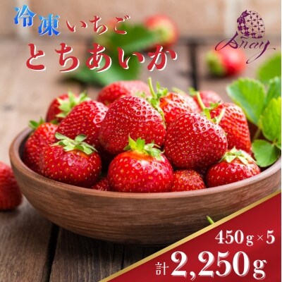 【有機JAS認証いちご使用】冷凍いちご とちあいか  450g×5パック (計2250g)