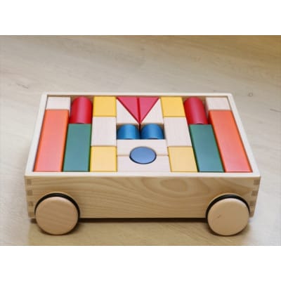【国産天然素材】木製おもちゃ 引車積木