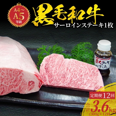 【定期便12回】A4～A5等級黒毛和牛サーロインステーキ1枚300gたれ付_S001-022-T12