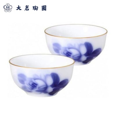 湯呑ぺアセット(ブルーローズ)〈大倉陶園〉