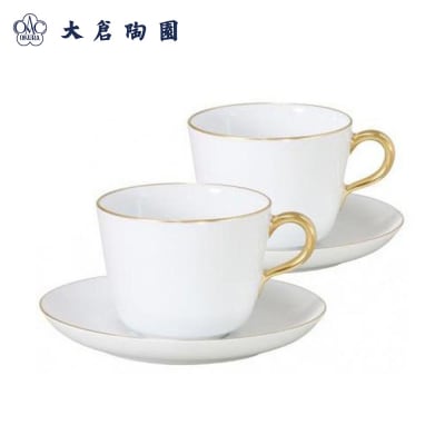 モーニング碗皿ペアセット(ゴールドライン)〈大倉陶園〉