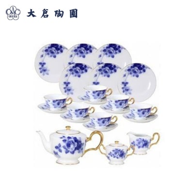 ティーセット(ブルーローズ)〈大倉陶園〉