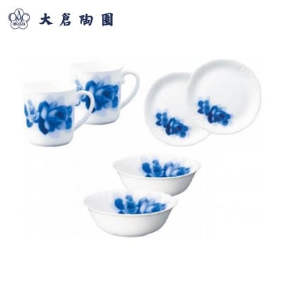 マグ&プレート&ポリッジボールペアセット(ブルーローズジャネット)<大倉陶園>