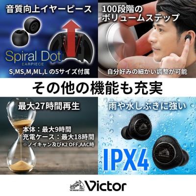 Victor ワイヤレスステレオヘッドセット HA-FW1000T|木の振動板でノイキャン対応