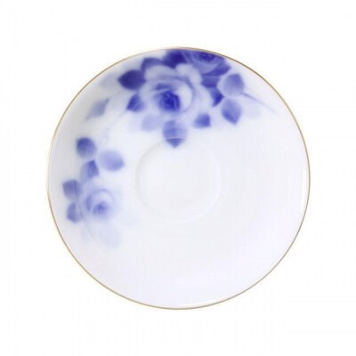 コーヒー碗皿ペアセット(ブルーローズ)〈大倉陶園〉