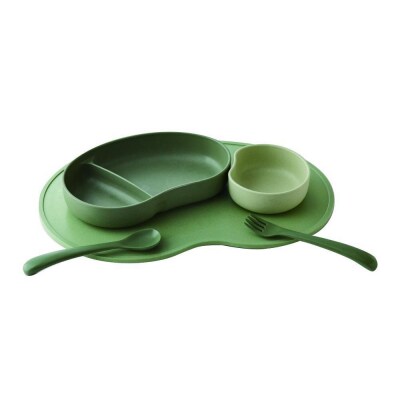 SUCSUCギフトセット4pcs GR(仕切りプレート、ミニボウル、トレイ、スプーン&フォーク)