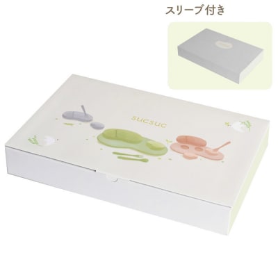 SUCSUCギフトセット4pcs GR(仕切りプレート、ミニボウル、トレイ、スプーン&フォーク)