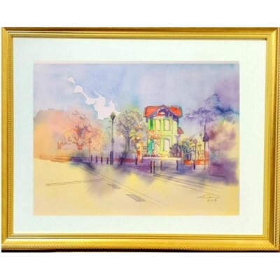 横浜の手描き水彩画作品　No,457