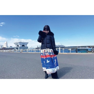 【横浜柄】横浜捺染で染色したスカート【街並みと港】