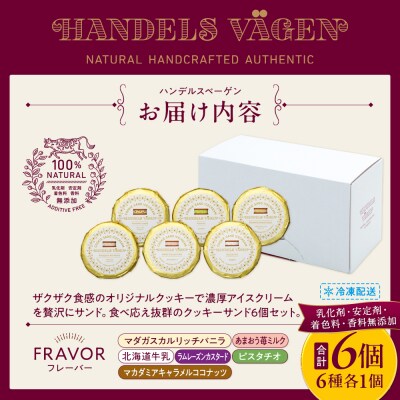 ハンデルスベーゲン無添加アイスクリーム/濃厚アイスクリームのクッキーサンド×6個のセット