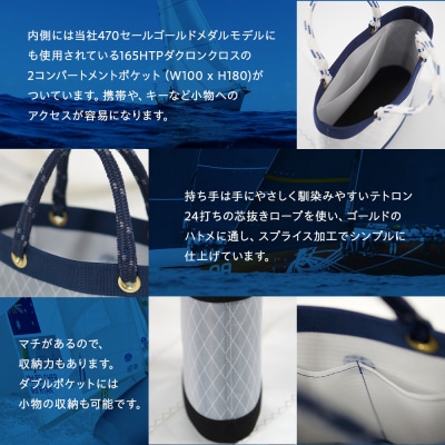 【持ち手カラー:レッド】SAIL CLOTH BAG 15
