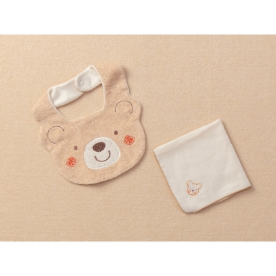 スタイ/くまのコットン&ガーゼハンカチ/刺しゅうくまTAK091