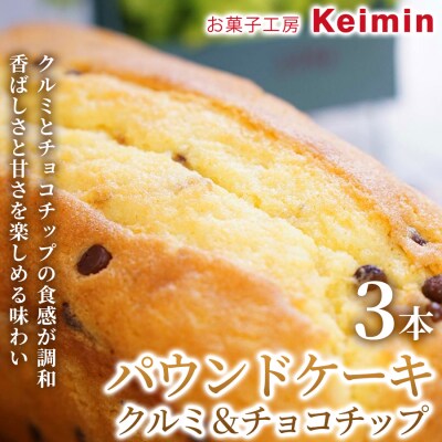 パウンドケーキ (クルミ&チョコチップ) 8×17cm 3本_ASJ0033