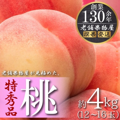 【2025年6月下旬より順次発送】特秀品!坂出生まれの「桃」　約4kg(12～16玉)