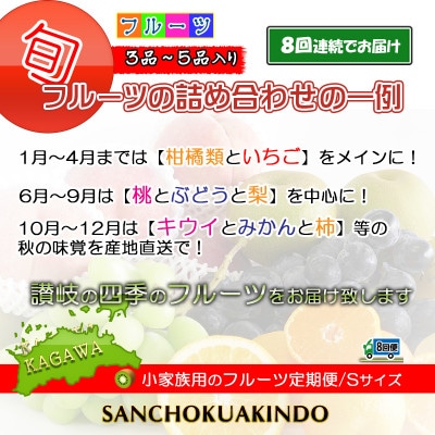 【毎月定期便】産直あきんどのフルーツセットSサイズ 詰め合わせ ( 約3 ～ 5品 )全8回
