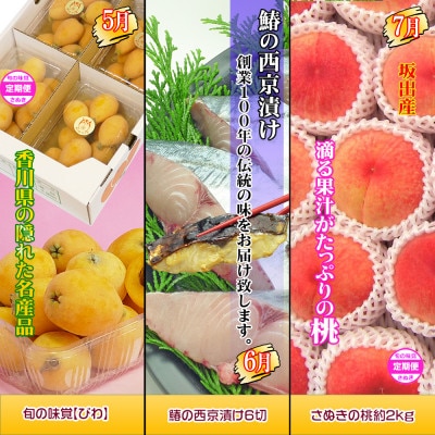 【発送月固定定期便】創業100年坂出産のフルーツとさぬきの特産品の定期便【Aコース9回】全9回