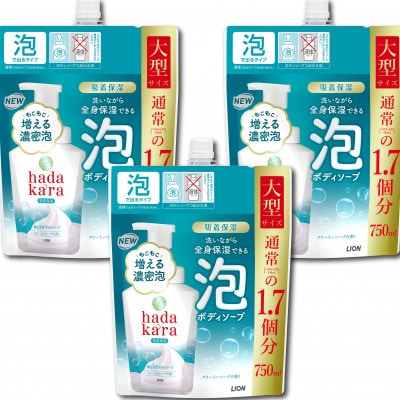 hadakara(ハダカラ)泡ボディソープ　クリーミーソープの香り　詰替え750ml×3袋セット