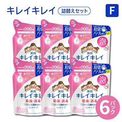 キレイキレイ詰替えFセット【薬用泡ハンドソープ詰替え6パック】