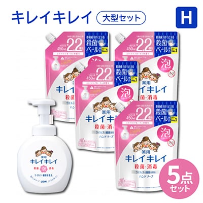 キレイキレイ大型 Hセット【薬用泡ハンドソープ本体500ml × 1本 & 詰替用450ml×4袋】