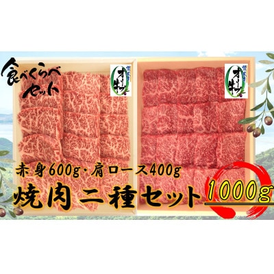 オリーブ牛　焼肉二種食べ比べセットA　1000g