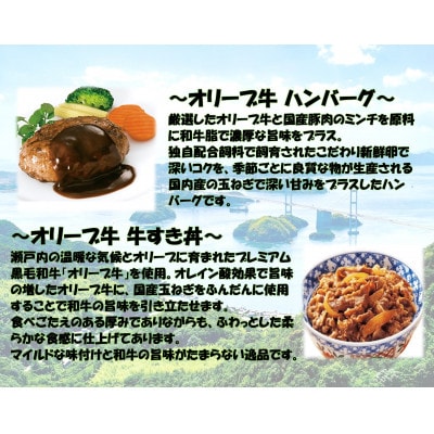 オリーブ牛　ハンバーグ2袋・牛すき丼2袋セット