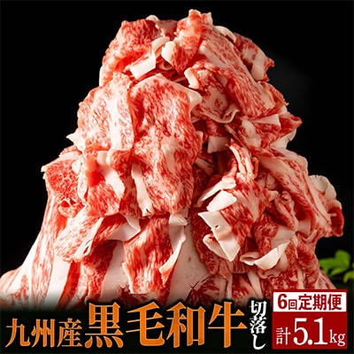 【発送月固定定期便】九州産黒毛和牛切落し 合計5.1kg NK0042 全6回