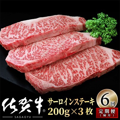 【2ヵ月毎定期便】佐賀牛サーロインステーキ600g(200g×3) OM0012 全6回