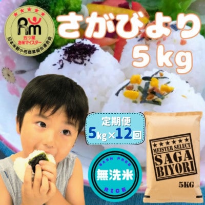 【毎月定期便】無洗米 さがびより5kg(大町町)全12回