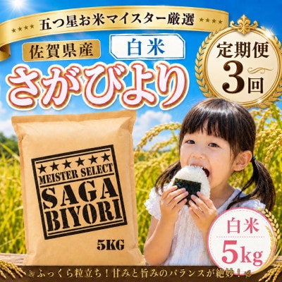 【毎月定期便】『さがびより』白米5kg(大町町)全3回
