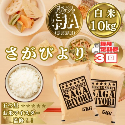 【毎月定期便】『さがびより』白米10kg(5kg×2袋)(大町町)全3回