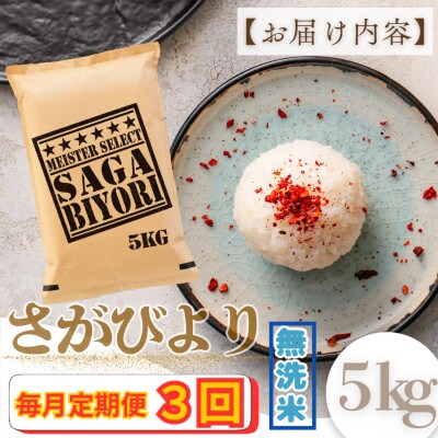 【毎月定期便】【無洗米】さがびより5kg(大町町)全3回