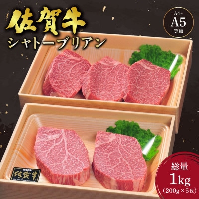 佐賀牛シャトーブリアンステーキ5枚(200g×5枚)総量約1kg(大町町)