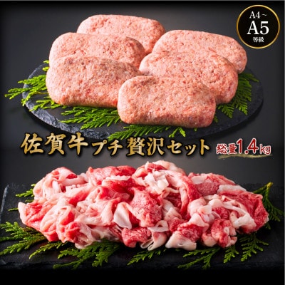 佐賀牛プチ贅沢セット ハンバーグ150g×6個・切り落とし500g(大町町)