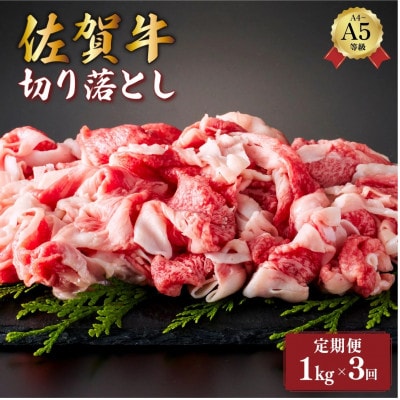 【毎月定期便】佐賀牛切り落とし 1kg(500g×2パック)(大町町)全3回