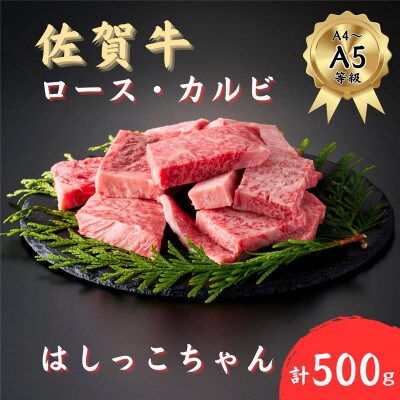 【毎月定期便】佐賀牛はしっこちゃん(ロース・カルビ) 500g(大町町)全12回