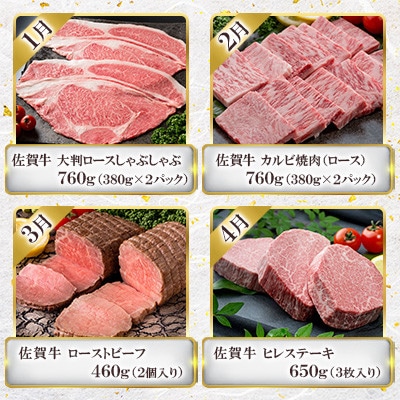 【発送月固定定期便】「佐賀牛」厳選コース(大町町)全12回