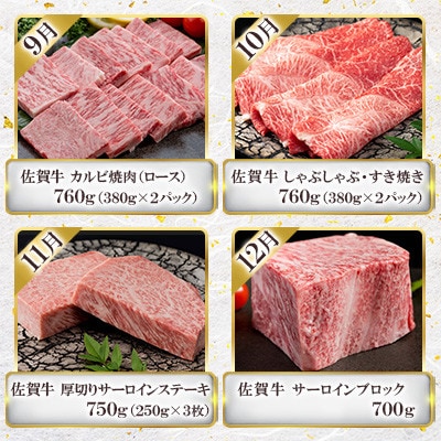 【発送月固定定期便】「佐賀牛」厳選コース(大町町)全12回
